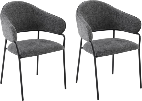 byLIVING Stuhl 2-er Set Curve/Webstoffbezug, Gestell Metall pulverbeschichtet/Esszimmerstuhl/Küchenstuhl/Maße: B 60 x H 86 x T 58 cm (Dunkelgrau) Bild 1