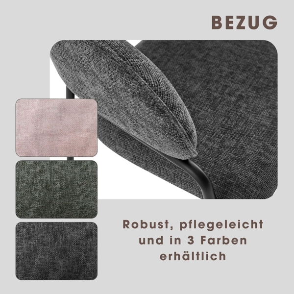 byLIVING Stuhl 2-er Set Curve/Webstoffbezug, Gestell Metall pulverbeschichtet/Esszimmerstuhl/Küchenstuhl/Maße: B 60 x H 86 x T 58 cm (Dunkelgrau) Bild 6