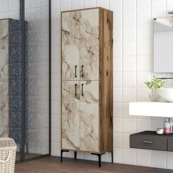 Dmora Mehrzweckschrank Alphard 60x200 cm Braun 5 Regalböden