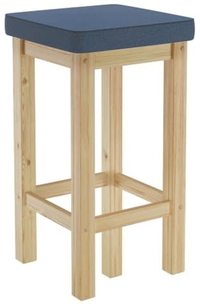 Barhocker Holzhocker 60 cm verschiedene Polsterfarben Kiefer V-90.71-44P