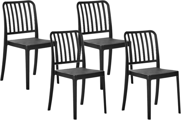 Gartenstuhl 4er Set SERSALE Kunststoff Schwarz