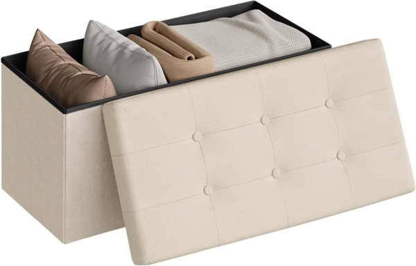 Sitzhocker -Fußhocker- mit Stauraum Modell Qulina cremeweiß