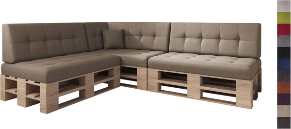 sunnypillow Palettenkissen Kaltschaum Palettenauflage Palettenpolster Palettensofa Sitzkissen Rückenlehne gesteppt 8er Set Camel