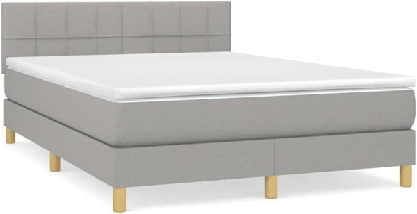 vidaXL Boxspringbett mit Matratze Hellgrau 140x200 cm Stoff 3140617 Bild 3
