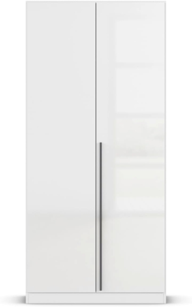 rauch Kleiderschrank Alba, Drehtürenschrank, Garderobenschrank, 2-türig, mit 1 Kleiderstange und 1 Einlegeboden, Farbe Hochglanz Weiß/Weiß, Griffstange Grau metallic, Schwarz, 91x197x54cm Bild 8