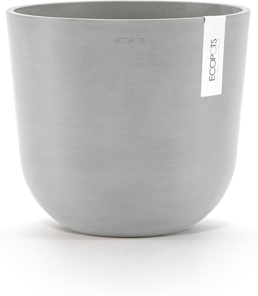 ECOPOTS Blumentopf Oslo 25 + Wassersystem Weißgrau, für innen und außen: frostsicher, bruchsicher und lichtbeständig