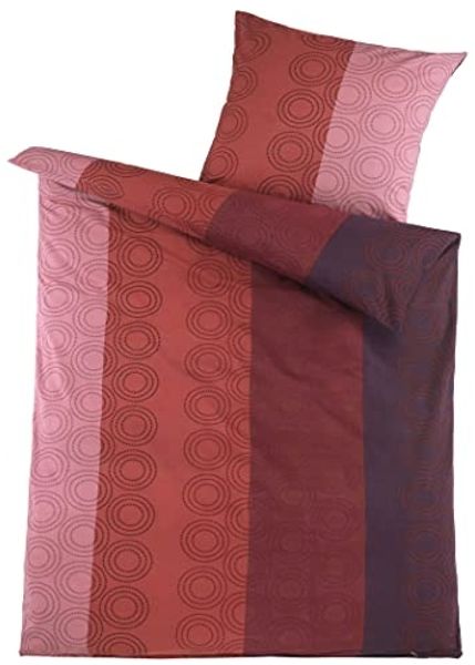 KH-Haushaltshandel Bettwäsche 2-tlg. Biber Winter Bettwäsche, 135 x 200 + 80x80cm, 100% Baumwolle, Biber, lila terra flieder Streifen