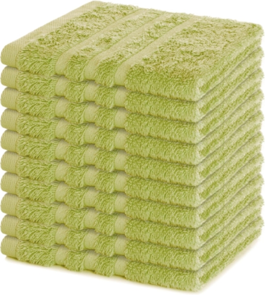 Lavea 10er Set Seiftuch 30x30 cm – Hochwertige Gästehandtücher 30x30 aus 100% Baumwolle, Frottierserie Elena – Saugstark, Waschbar und Strapazierfähig, Lindgrün