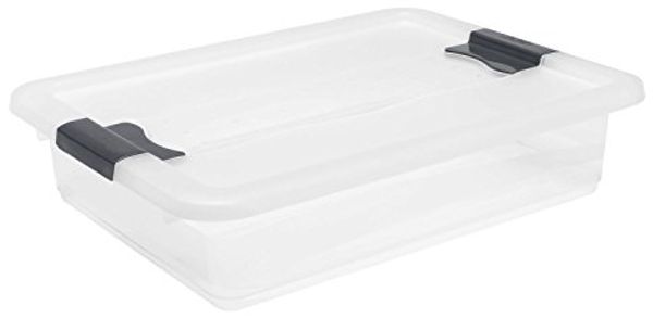 keeeper Aufbewahrungsbox mit Deckel und Schiebeverschluss, 39,5 x 29,5 x 9,5 cm, 7 l, Cornelia, Transparent
