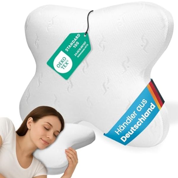 Bestschlaf Schlafkissen Visko-Schmetterlingskissen, Seitenschläfer, Rückenschläfer, Bauchschläfer, 52x12x62cm, inkl. waschbarem Klima-Bezug