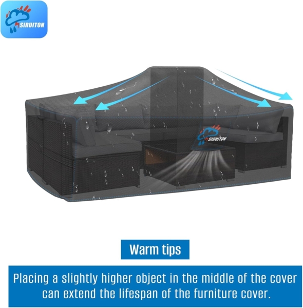SIRUITON 200 x 160 x 70 cm Gartenmöbel Abdeckung mit Belüftungsöffnungen, Wasserdicht, Winddicht, UV-Beständiges, Schwerlast,Reißfest 420D Oxford Abdeckplane Gartenmöbel, Abdeckung Gartenmöbel Winterfest Bild 6