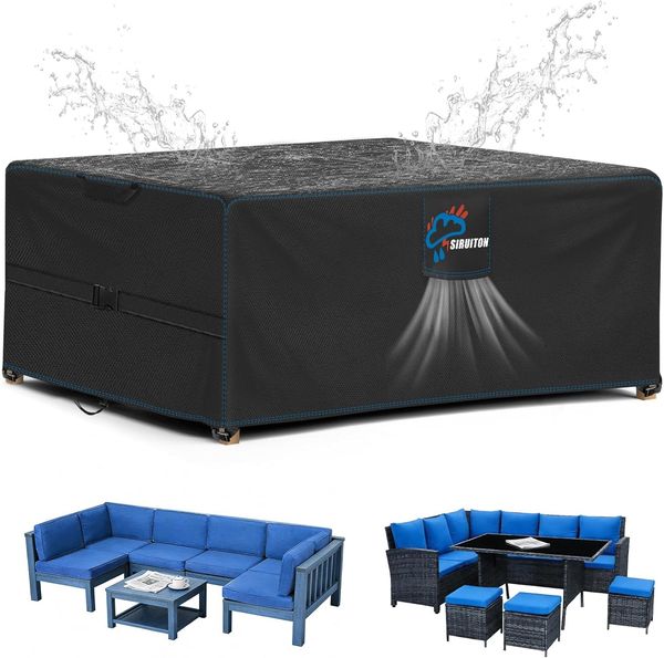 SIRUITON 200 x 160 x 70 cm Gartenmöbel Abdeckung mit Belüftungsöffnungen, Wasserdicht, Winddicht, UV-Beständiges, Schwerlast,Reißfest 420D Oxford Abdeckplane Gartenmöbel, Abdeckung Gartenmöbel Winterfest