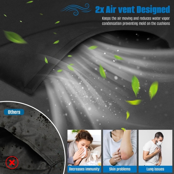 SIRUITON 200 x 160 x 70 cm Gartenmöbel Abdeckung mit Belüftungsöffnungen, Wasserdicht, Winddicht, UV-Beständiges, Schwerlast,Reißfest 420D Oxford Abdeckplane Gartenmöbel, Abdeckung Gartenmöbel Winterfest Bild 4
