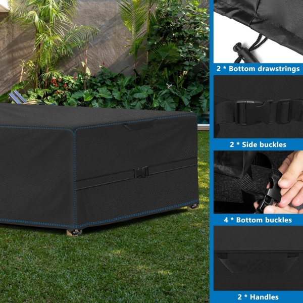SIRUITON 200 x 160 x 70 cm Gartenmöbel Abdeckung mit Belüftungsöffnungen, Wasserdicht, Winddicht, UV-Beständiges, Schwerlast,Reißfest 420D Oxford Abdeckplane Gartenmöbel, Abdeckung Gartenmöbel Winterfest Bild 5