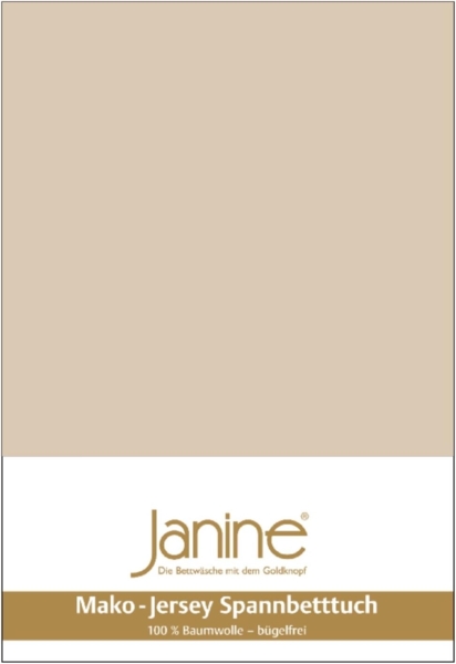 Janine Mako-Jersey Spannbetttuch Spannbettlaken 100% naturreine Baumwolle 90-100cm x 190-200cm 29 sand