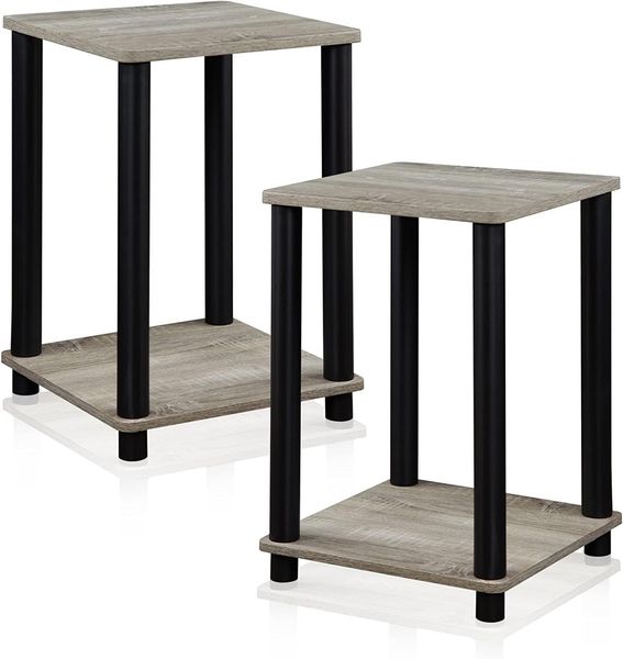 Furinno Haydn Beistelltisch, holz, Französische Eiche Grau/Schwarz, 34.04 x 34.04 x 50.8 cm