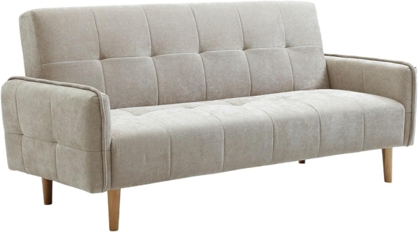 Vente-unique - Sofa 3‑Sitzer mit Clic‑Clac‑Funktion – Stoff – Beige – SONIATA