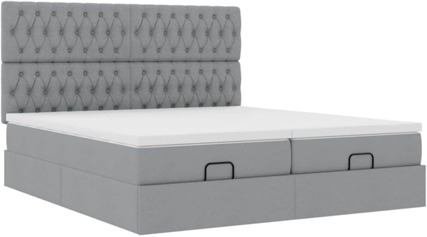 Ottoman-Bett mit Matratzen Hellgrau 200x200 cm Stoff 3314569