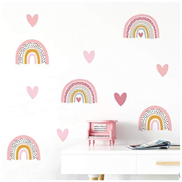 Little Deco Wandtattoo viele Regenbogen mit Herzchen I Wandbild 200x104 cm (BxH) I Wandaufkleber Sticker Mädchen Wandsticker Herz Kinderzimmer Deko Aufkleber Baby DL486