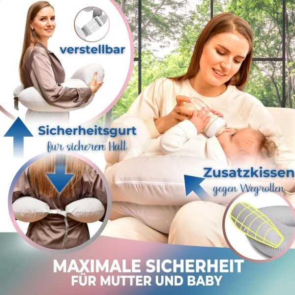 SEI Design Stillkissen Stillkissen mit verstellbarem Hüftgurt, entlastet Schultern und Nacken, zusätzliches Kissen als Barriere Bild 2