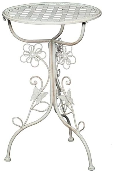 DESIGN DELIGHTS Beistelltisch VERSPIELTER BEISTELLTISCH "FLORA", Eisen, weiß, Gartentisch