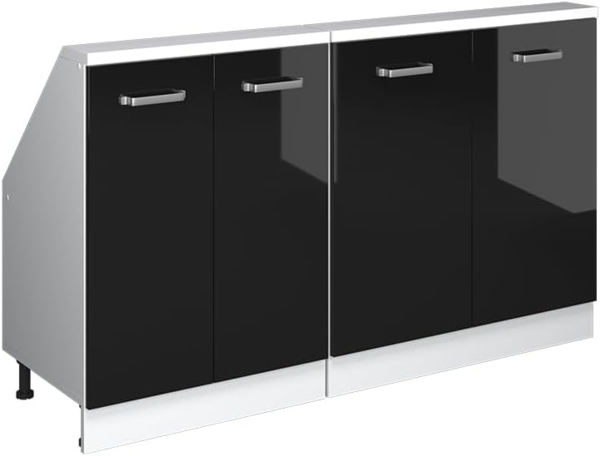 Dachschrägenschrank-Set Rion Schwarz Hochglanz/Weiß 2er Set Vicco