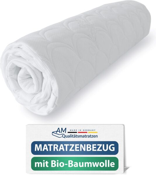 AM Qualitätsmatratzen | Hochwertiger Organic Cotton Matratzenbezug 80 x 200 x 20 cm - Ersatzbezug
