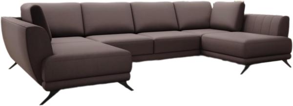 Designer Sofa Nina mit Schlaffunktion Stoff Dunkelbraun