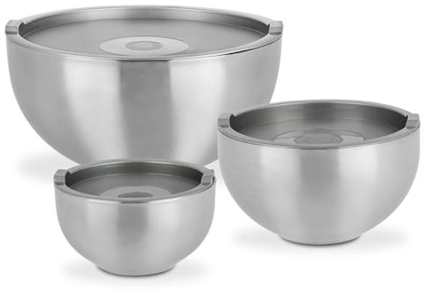 GSW 824019 THERMOSCHÜSSEL-Set mit Kunststoffdeckel 6-teilig, Edelstahl, silber, 26 cm, 6-Einheiten