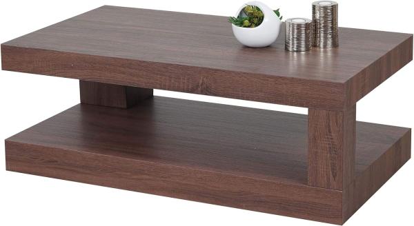 Couchtisch HWC-A32, Wohnzimmertisch, 3D-Struktur, 40x110x60cm MVG-zertifiziert ~ braune Eicheoptik