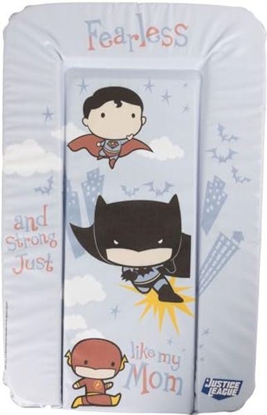 Tataway DC Comics Justice League Wickeltisch, Matratze, weiche Wickelauflage für Jungen und Mädchen mit Grafiken von Superman, Batman und Flash, Maße 73 x 48,5 x 3 cm
