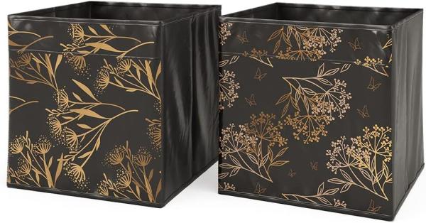 Vicco Faltbox Aufbewahrungsbox Regalbox Schwarz Gold Floral 1 Hartkarton Ablage