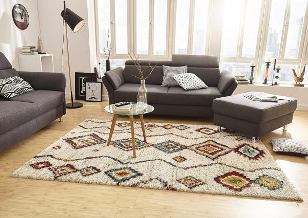 Hochflor Teppich Langflor Geometric creme - 120x170x3cm