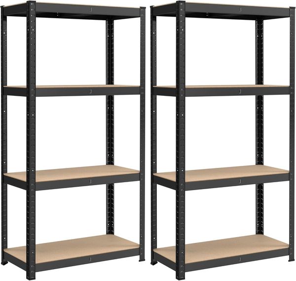 Songmics Schwerlastregal, 2er Set, Kellerregal, Lagerregal, 40 x 80 x 160 cm, Regal mit Stahlgestell, bis 520 kg belastbar, 4 verstellbare Ablagen, schwarz GLR044B02