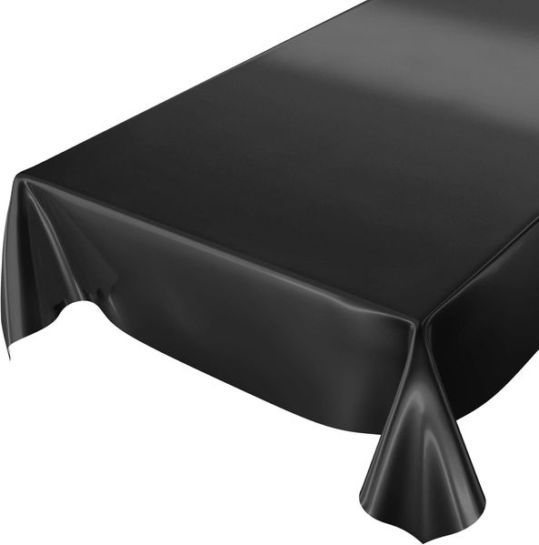 ANRO Tischdecke abwaschbar Wachstuch-Tischdecke Gartentischdecke (Einzelstück 1-tlg), wasserabweisend Einfarbig Schwarz Breite 140cm