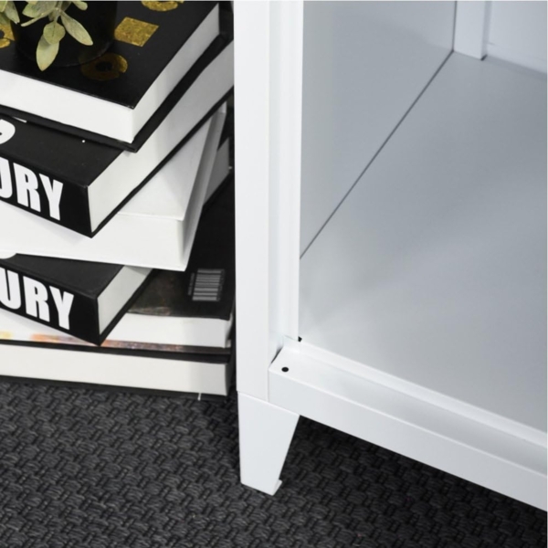 BAKAJI Ankleideschrank aus Metall, Tür mit Schlüssel, 3 Innenfächer, Maße 138 x 38,5 x 38,5 cm (weiß) Bild 7