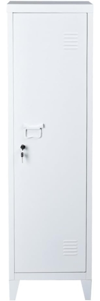 BAKAJI Ankleideschrank aus Metall, Tür mit Schlüssel, 3 Innenfächer, Maße 138 x 38,5 x 38,5 cm (weiß) Bild 8