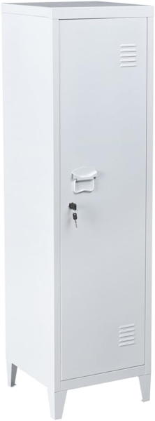 BAKAJI Ankleideschrank aus Metall, Tür mit Schlüssel, 3 Innenfächer, Maße 138 x 38,5 x 38,5 cm (weiß) Bild 1