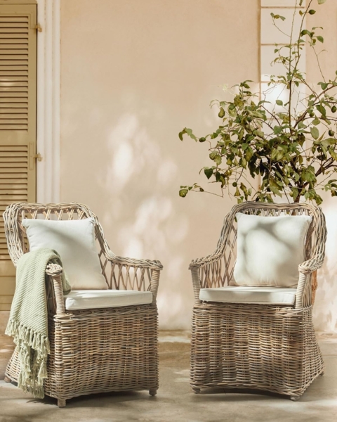 Gartensessel 2er Set MAROS II Rattan Natürlich Bild 2