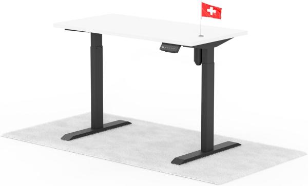 elektrisch höhenverstellbarer Schreibtisch ECO 120 x 60 cm - Gestell Schwarz, Platte Weiss