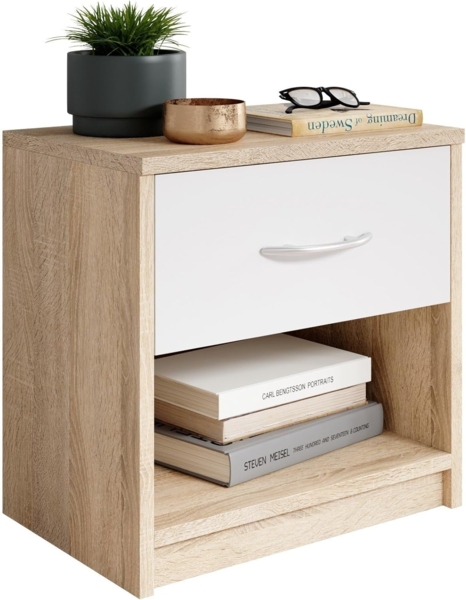 Nachtkommode 1 Schublade 38-533-68 PEPE Eiche Sonoma Nb. / Weiß ca. 39 x 41 x 28 cm
