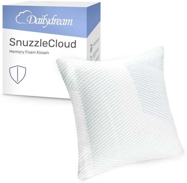 Dailydream Memory Foam Kissen, ergonomisches Nackenstützkissen mit Anti-Virus Bezug, 40x40x16 cm, Weiß