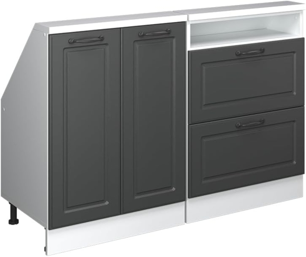 Dachschrägenschrank-Set Rion Anthrazit Landhaus/Weiß 2er Set Vicco