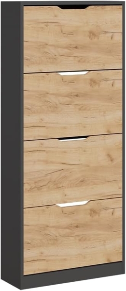 Schuhkipper Luca Anthrazit/Goldkraft Eiche 59 x 137 cm mit 4 Fächern Vicco