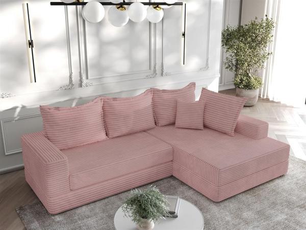 Ecksofa Couchgarnitur Sofa OSKAR in Stoff Tilia Altrosa Ottomane Rechts