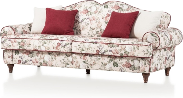 Sofa 3,5-Sitzer Elita in creme Landhaus Blumen 228 cm