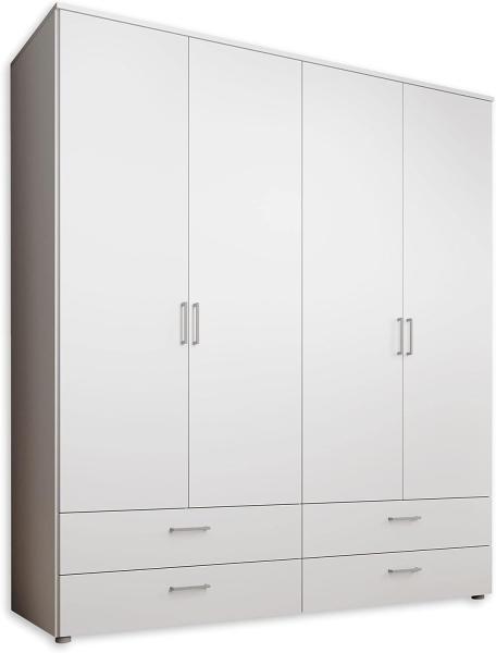 SPAZIO Kleiderschrank in Weiß - Vielseitiger Drehtürenschrank 4-türig für Ihr Schlafzimmer - 184 x 199 x 48 cm (B/H/T)