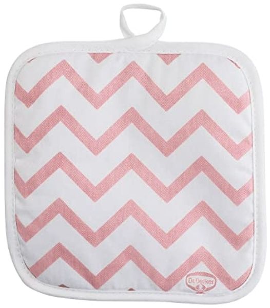Dr. Oetker - 2x Topflappen 20x20cm Rosa Weiß Rückseite Grau Weiß Retro (4634)