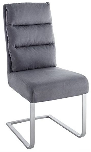 riess-ambiente Freischwinger COMFORT vintage grau / silber, Esszimmer · Microfaser · Edelstahl · Industrial