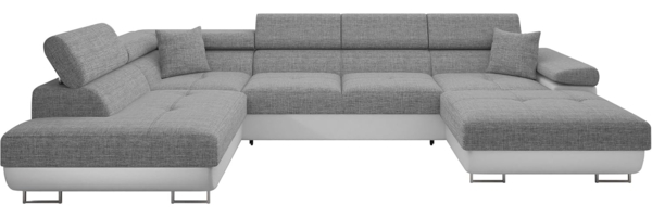 Ecksofa Torezio Bis mit Bettkasten, Schlaffunktion und Einstellbare Kopfstützen (Farbe: Soft 017 + Lux 05, Seite: Links)